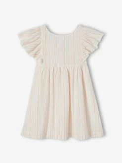 Alternative view of Robe Cérémonie Rayée Fil Brillant Fille écru - Vertbaudet