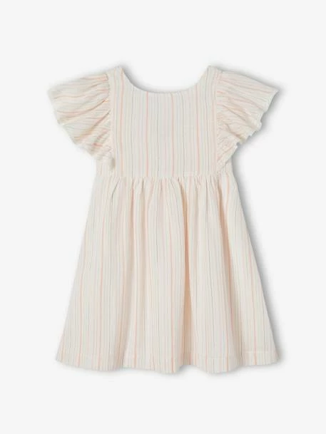 Robe Cérémonie Rayée Fil Brillant Fille écru - Vertbaudet 2 Robe Cérémonie Rayée Fil Brillant Fille écru - Vertbaudet – Image 2