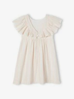 Robe Cérémonie Rayée Fil Brillant Fille écru - Vertbaudet 8 Robe Cérémonie Rayée Fil Brillant Fille écru - Vertbaudet -cyrillus boutique robe ceremonie rayee fil brillant fille 2
