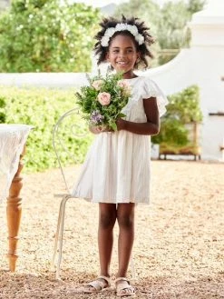 Robe Cérémonie Rayée Fil Brillant Fille écru - Vertbaudet