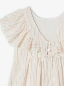 Robe Cérémonie Rayée Fil Brillant Fille écru - Vertbaudet 10 Robe Cérémonie Rayée Fil Brillant Fille écru - Vertbaudet -cyrillus boutique robe ceremonie rayee fil brillant fille 4