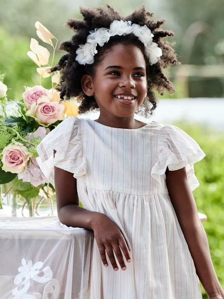 Robe Cérémonie Rayée Fil Brillant Fille écru - Vertbaudet 6 Robe Cérémonie Rayée Fil Brillant Fille écru - Vertbaudet – Image 6