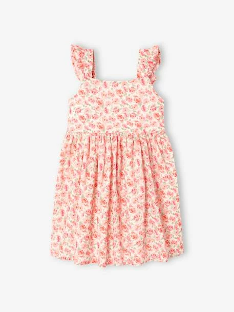 Robe De Cérémonie à Fleurs Fille Bretelles Volantées Ivoire Imprimé - Vertbaudet 2 Robe De Cérémonie à Fleurs Fille Bretelles Volantées Ivoire Imprimé - Vertbaudet – Image 2