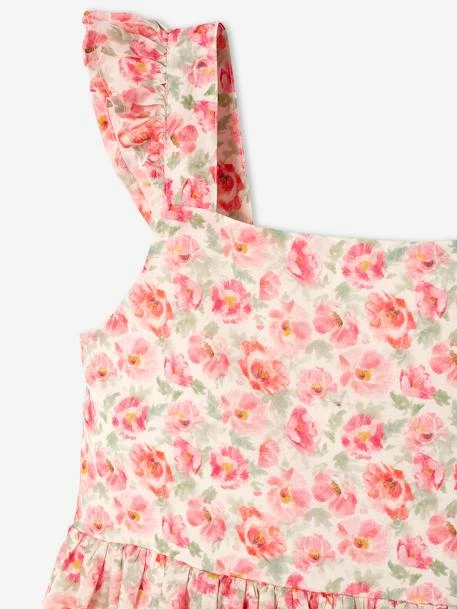 Robe De Cérémonie à Fleurs Fille Bretelles Volantées Ivoire Imprimé - Vertbaudet 4 Robe De Cérémonie à Fleurs Fille Bretelles Volantées Ivoire Imprimé - Vertbaudet – Image 4