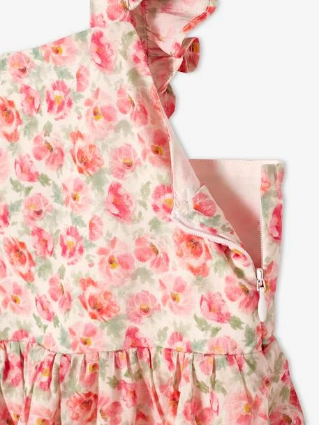 Robe De Cérémonie à Fleurs Fille Bretelles Volantées Ivoire Imprimé - Vertbaudet 6 Robe De Cérémonie à Fleurs Fille Bretelles Volantées Ivoire Imprimé - Vertbaudet – Image 6