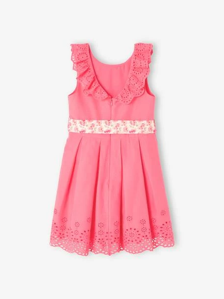 Robe De Cérémonie Détails Broderie Anglaise Fille Rose - Vertbaudet 2 Robe De Cérémonie Détails Broderie Anglaise Fille Rose - Vertbaudet – Image 2