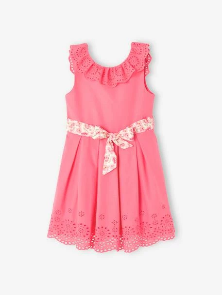 Robe De Cérémonie Détails Broderie Anglaise Fille Rose - Vertbaudet 1 Robe De Cérémonie Détails Broderie Anglaise Fille Rose - Vertbaudet