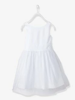 Alternative view of Robe De Cérémonie Fille En Satin Et Tulle Rose Poudré - Vertbaudet