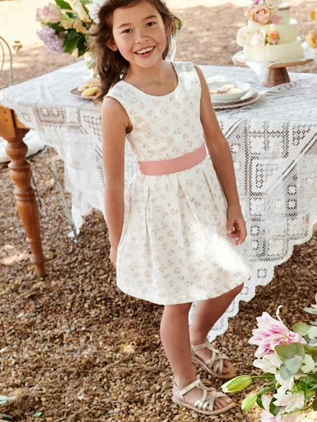 Robe De Cérémonie Fille Motifs Fleurs écru - Vertbaudet 3 Robe De Cérémonie Fille Motifs Fleurs écru - Vertbaudet – Image 3