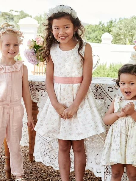 Robe De Cérémonie Fille Motifs Fleurs écru - Vertbaudet 1 Robe De Cérémonie Fille Motifs Fleurs écru - Vertbaudet