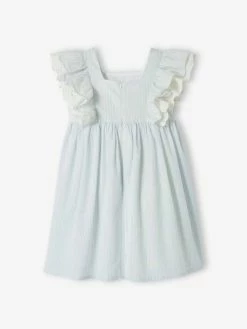 Alternative view of Robe De Cérémonie Rayée Fille Manches Volantées Rayé Bleu - Vertbaudet