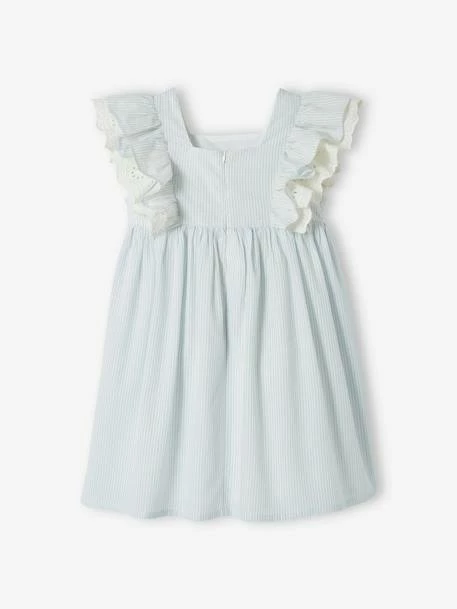 Robe De Cérémonie Rayée Fille Manches Volantées Rayé Bleu - Vertbaudet 2 Robe De Cérémonie Rayée Fille Manches Volantées Rayé Bleu - Vertbaudet – Image 2