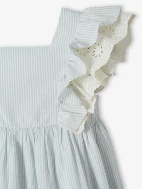 Robe De Cérémonie Rayée Fille Manches Volantées Rayé Bleu - Vertbaudet 3 Robe De Cérémonie Rayée Fille Manches Volantées Rayé Bleu - Vertbaudet – Image 3