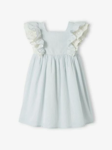Robe De Cérémonie Rayée Fille Manches Volantées Rayé Bleu - Vertbaudet 1 Robe De Cérémonie Rayée Fille Manches Volantées Rayé Bleu - Vertbaudet