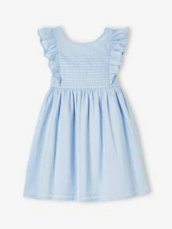 Robe De Cérémonie Volantée Dos Nu Fille Bleu Ciel - Vertbaudet