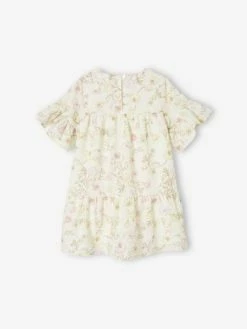 Alternative view of Robe De Cérémonie Volantée Motifs Fleurs Fille écru - Vertbaudet