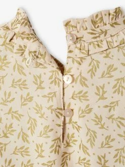 Robe De Fête à Volants Fille Motifs Houx Beige Poudré - Vertbaudet -cyrillus boutique robe de fete a volants fille motifs houx 3