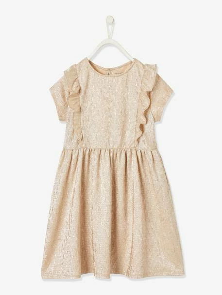 Robe De Fête En Tissu Lamé Fantaisie Fille Beige Irisé - Vertbaudet 5 Robe De Fête En Tissu Lamé Fantaisie Fille Beige Irisé - Vertbaudet – Image 5