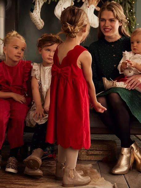 Robe De Fête En Velours Lisse Fille Noeud Au Dos Rouge - Vertbaudet 2 Robe De Fête En Velours Lisse Fille Noeud Au Dos Rouge - Vertbaudet – Image 2