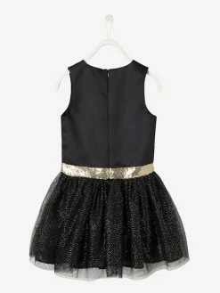 Alternative view of Robe De Fête Fille En Satin Et Tulle Irisé Noir - Vertbaudet