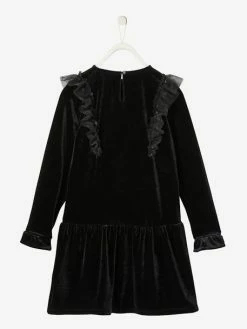 Alternative view of Robe De Fête Fille En Velours Lisse Noir - Vertbaudet