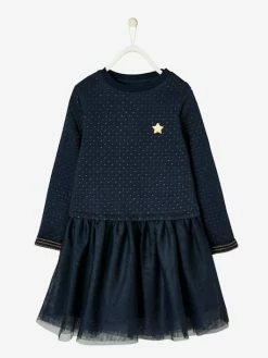 Robe De Noël Fille Bi-matière Encre - Vertbaudet