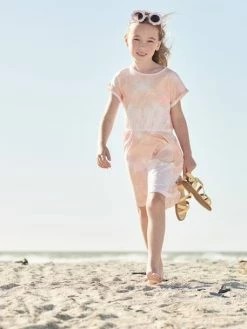 Robe Effet "tie & Dye" Fille Jaune / Rose - Vertbaudet