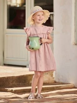 Robe En Gaze De Coton Brodée Fleurs Fille Bleu Pâle - Vertbaudet -cyrillus boutique robe en gaze de coton brodee fleurs fille 4