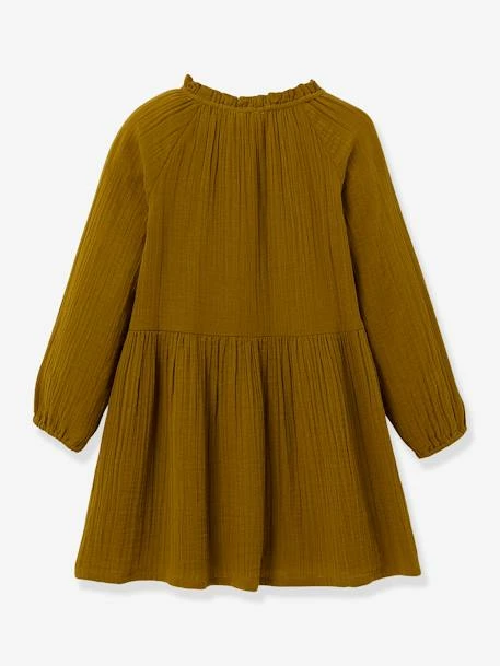Robe En Gaze De Coton Col Montant Fille CYRILLUS Marron - Cyrillus 2 Robe En Gaze De Coton Col Montant Fille CYRILLUS Marron - Cyrillus – Image 2