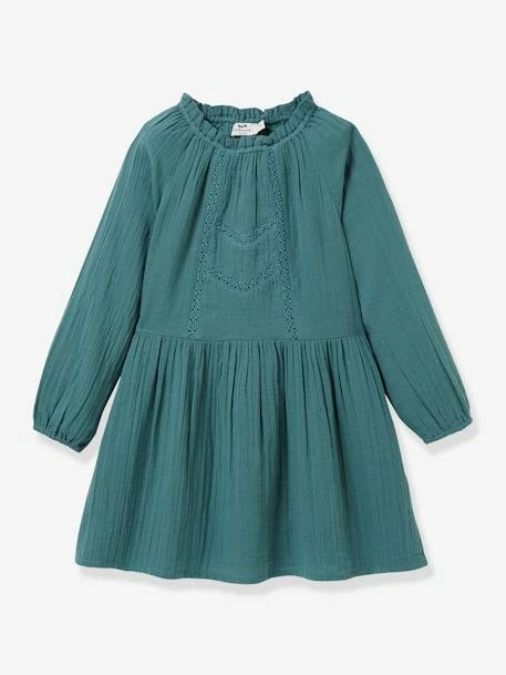 Robe En Gaze De Coton Col Montant Fille CYRILLUS Marron - Cyrillus 4 Robe En Gaze De Coton Col Montant Fille CYRILLUS Marron - Cyrillus – Image 4