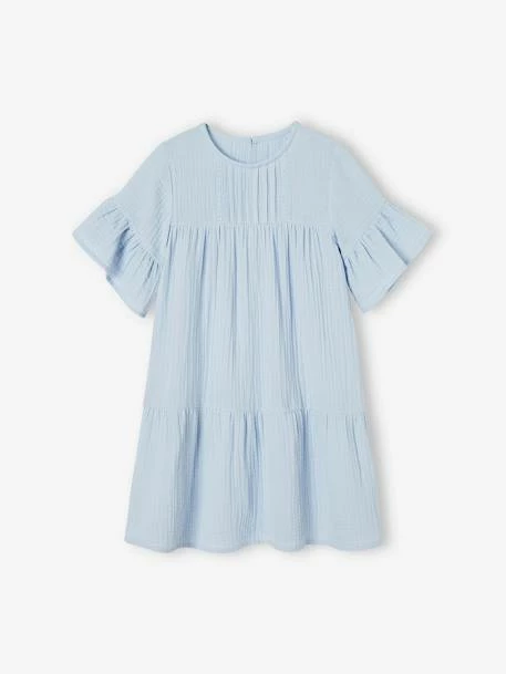 Robe En Gaze De Coton Fille Abricot Poudré - Vertbaudet 6 Robe En Gaze De Coton Fille Abricot Poudré - Vertbaudet – Image 6
