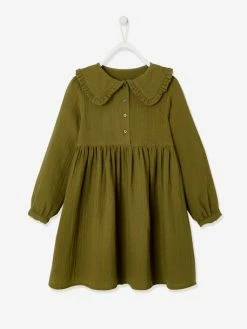 Robe En Gaze De Coton Fille Kaki - Vertbaudet 8 Robe En Gaze De Coton Fille Kaki - Vertbaudet -cyrillus boutique robe en gaze de coton fille 8