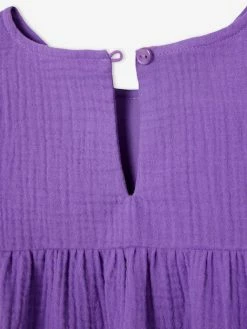 Robe En Gaze De Coton Manches 3/4 Volantées Fille Violet - Vertbaudet 7 Robe En Gaze De Coton Manches 3/4 Volantées Fille Violet - Vertbaudet -cyrillus boutique robe en gaze de coton manches 34 volantees fille 3