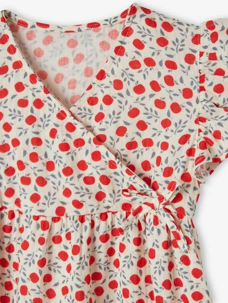 Robe En Gaze De Coton Motifs Pommes Fille Effet Portefeuille écru - Vertbaudet 3 Robe En Gaze De Coton Motifs Pommes Fille Effet Portefeuille écru - Vertbaudet – Image 3