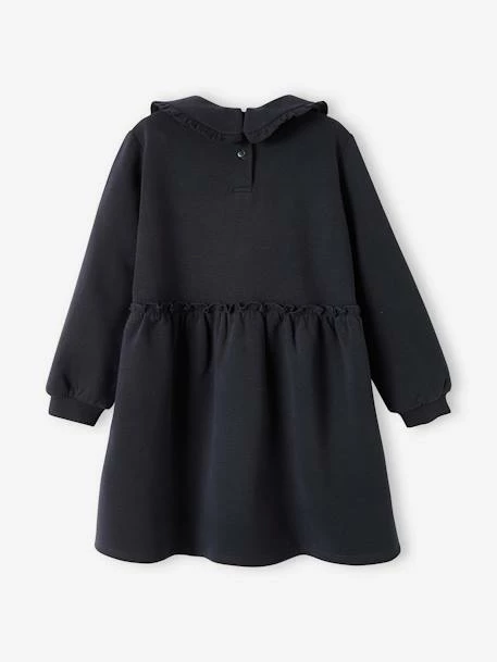 Robe En Molleton Col Claudine Fille Marine - Vertbaudet 2 Robe En Molleton Col Claudine Fille Marine - Vertbaudet – Image 2