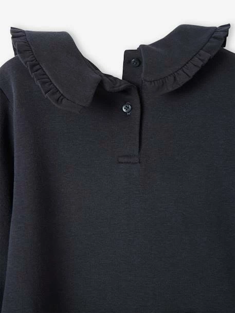 Robe En Molleton Col Claudine Fille Marine - Vertbaudet 3 Robe En Molleton Col Claudine Fille Marine - Vertbaudet – Image 3