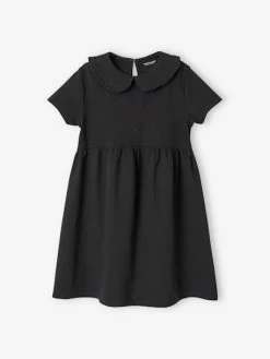 Robe En Molleton Col Claudine Fille Anthracite - Vertbaudet