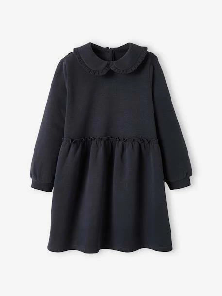 Robe En Molleton Col Claudine Fille Marine - Vertbaudet 1 Robe En Molleton Col Claudine Fille Marine - Vertbaudet