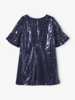 Alternative view of Robe En Sequins Fille Manches Volantées Marine - Vertbaudet