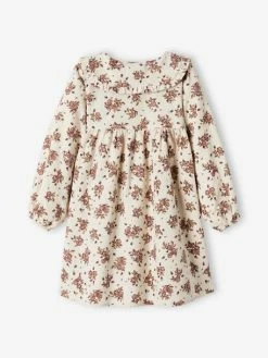Robe En Velours Imprimé Fleurs Fille Beige Rosé Imprimé - Vertbaudet 4 Robe En Velours Imprimé Fleurs Fille Beige Rosé Imprimé - Vertbaudet -cyrillus boutique robe en velours imprime fleurs fille 1