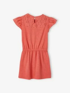 Robe Fille Détails En Broderie Anglaise Blush Foncé - Vertbaudet -cyrillus boutique robe fille details en broderie anglaise 1