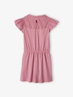 Robe Fille Détails En Broderie Anglaise Blush Foncé - Vertbaudet -cyrillus boutique robe fille details en broderie anglaise 4