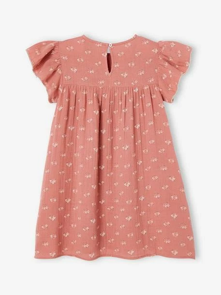Robe Fille En Gaze De Coton Imprimée Manches Papillon Tomette - Vertbaudet 2 Robe Fille En Gaze De Coton Imprimée Manches Papillon Tomette - Vertbaudet – Image 2