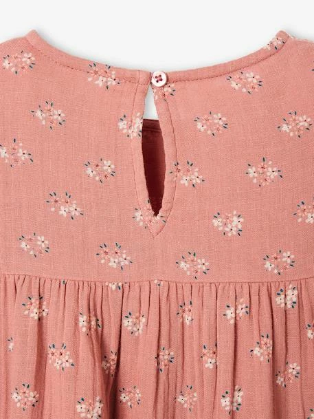 Robe Fille En Gaze De Coton Imprimée Manches Papillon Tomette - Vertbaudet 4 Robe Fille En Gaze De Coton Imprimée Manches Papillon Tomette - Vertbaudet – Image 4