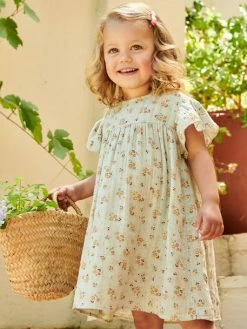 Robe Fille En Gaze De Coton Imprimée Manches Papillon Tomette - Vertbaudet 11 Robe Fille En Gaze De Coton Imprimée Manches Papillon Tomette - Vertbaudet -cyrillus boutique robe fille en gaze de coton imprimee manches papillon 5
