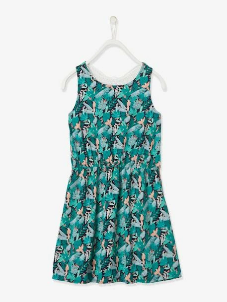 Robe Fille Papillon En Macramé Au Dos Vert Imprimé - Vertbaudet 5 Robe Fille Papillon En Macramé Au Dos Vert Imprimé - Vertbaudet – Image 5