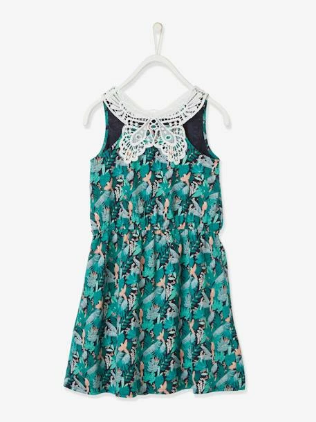 Robe Fille Papillon En Macramé Au Dos Vert Imprimé - Vertbaudet 6 Robe Fille Papillon En Macramé Au Dos Vert Imprimé - Vertbaudet – Image 6