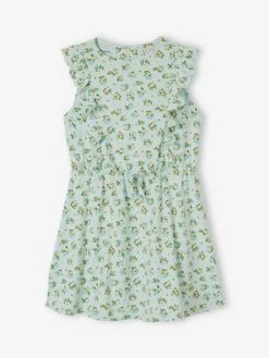 Robe Imprimée à Volants Fille Vert Imprimé - Vertbaudet