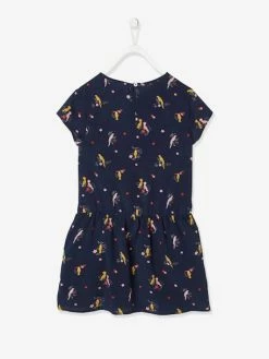 Robe Imprimée Fille Effet Blousant Fantaisie Encre Imprimé - Vertbaudet -cyrillus boutique robe imprimee fille effet blousant fantaisie 2