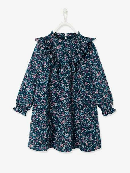 Robe Imprimée Fleurs Fille Vert Imprimé - Vertbaudet 3 Robe Imprimée Fleurs Fille Vert Imprimé - Vertbaudet – Image 3
